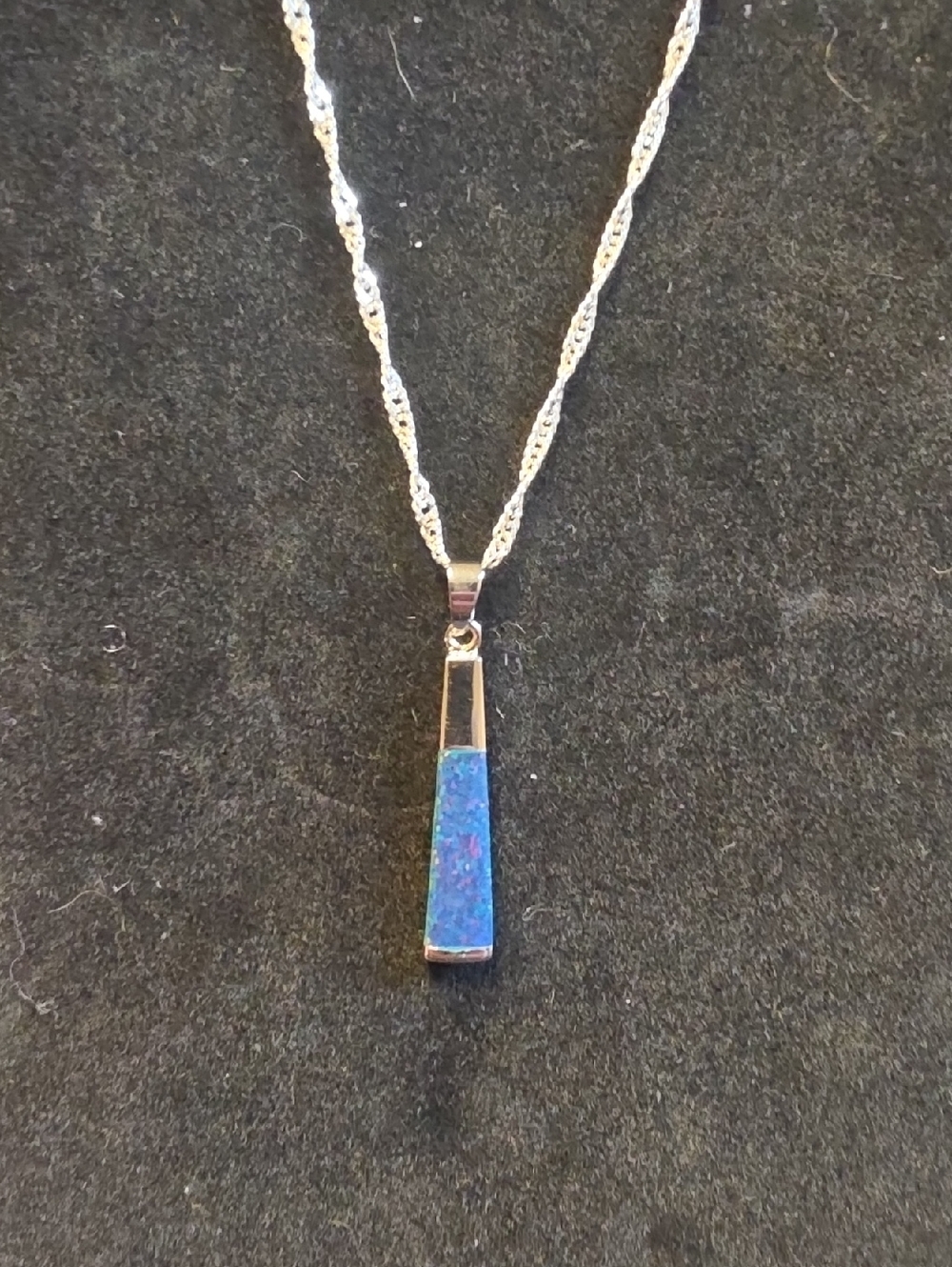 Blue Opal Inlay Sterling Pendant Necklace